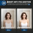 thumbnail image 3 of Bingirl 32x24 Inch LED Bathroom Mirror: Front and Backlit, Anti-Fog, Dimmable, Smart with Memory Function, Horizontal/Vertical Mounting, 3 of 7