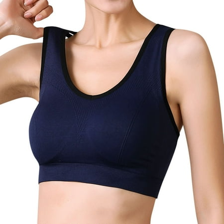 

mveomtd Women Rimless Yoga Running Straps Underwear Sports Bra With Pads but Not Forgiven Navy S