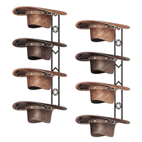 Metal Cowboy Hat Rack for Wall, Cowboy Hat Organizer Hangers for 8 Hats, Western Decor Hat Rack, 2 Pack Cowboy Hat Holder for Western, Beach, Fedora, Sun Hats