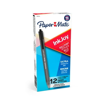 Paper Mate® InkJoy 100 RT Pens, Medium Point, 1.0 mm, Translucent Black Barrels, Black Ink, Pack Of 12