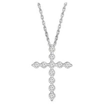ARAIYA FINE JEWELRY 14K White Gold Lab Grown Diamond Cross Pendant with Silver Rope Chain Necklace (1/2 cttw, E-F Color, VS1 Clarity), 18" for Women