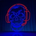 thumbnail image 2 of Handmadetneonsign Skull Headphones Music Neon Sign, Music Band Wall Art Decor, Man Cave Wall Decor, 2 of 5