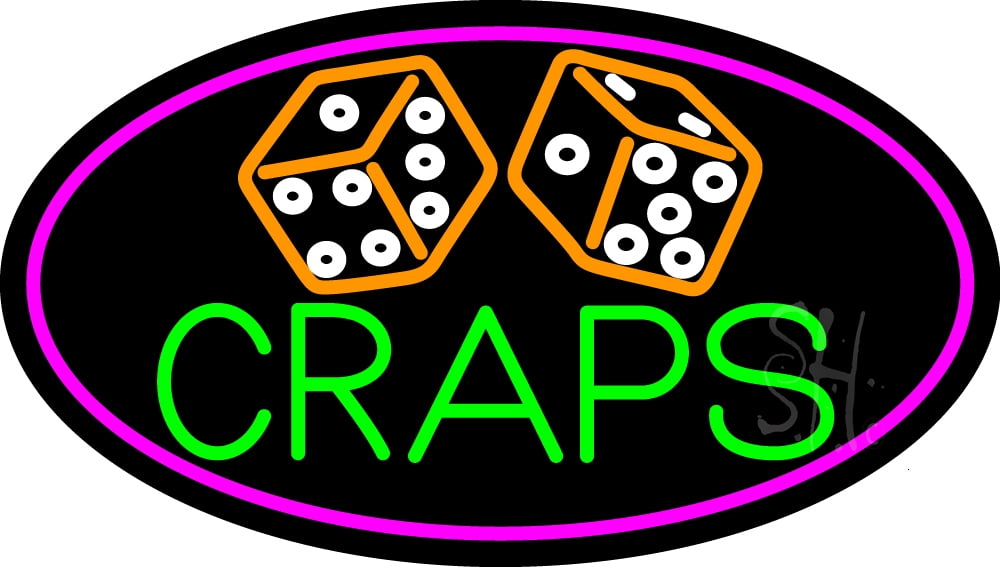 Double Stroke Craps 2 LED Neon Sign 20 x 37 - inches, Black Square Cut ...