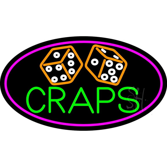 Double Stroke Craps 2 LED Neon Sign 20 x 37 - inches, Black Square Cut Acrylic Backing, with Dimmer - Bright and Premium built indoor LED Neon Sign for wall décor, arcarde, and storefront.