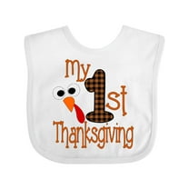 Inktastic Plaid 1st Thanksgiving Turkey Boys or Girls Baby Bib