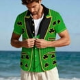 thumbnail image 6 of Handshe Unisex Short Sleeve Button-Down Shirt with St. Patrick's Day Print for Holiday Celebration and Casual Wear, 6 of 9