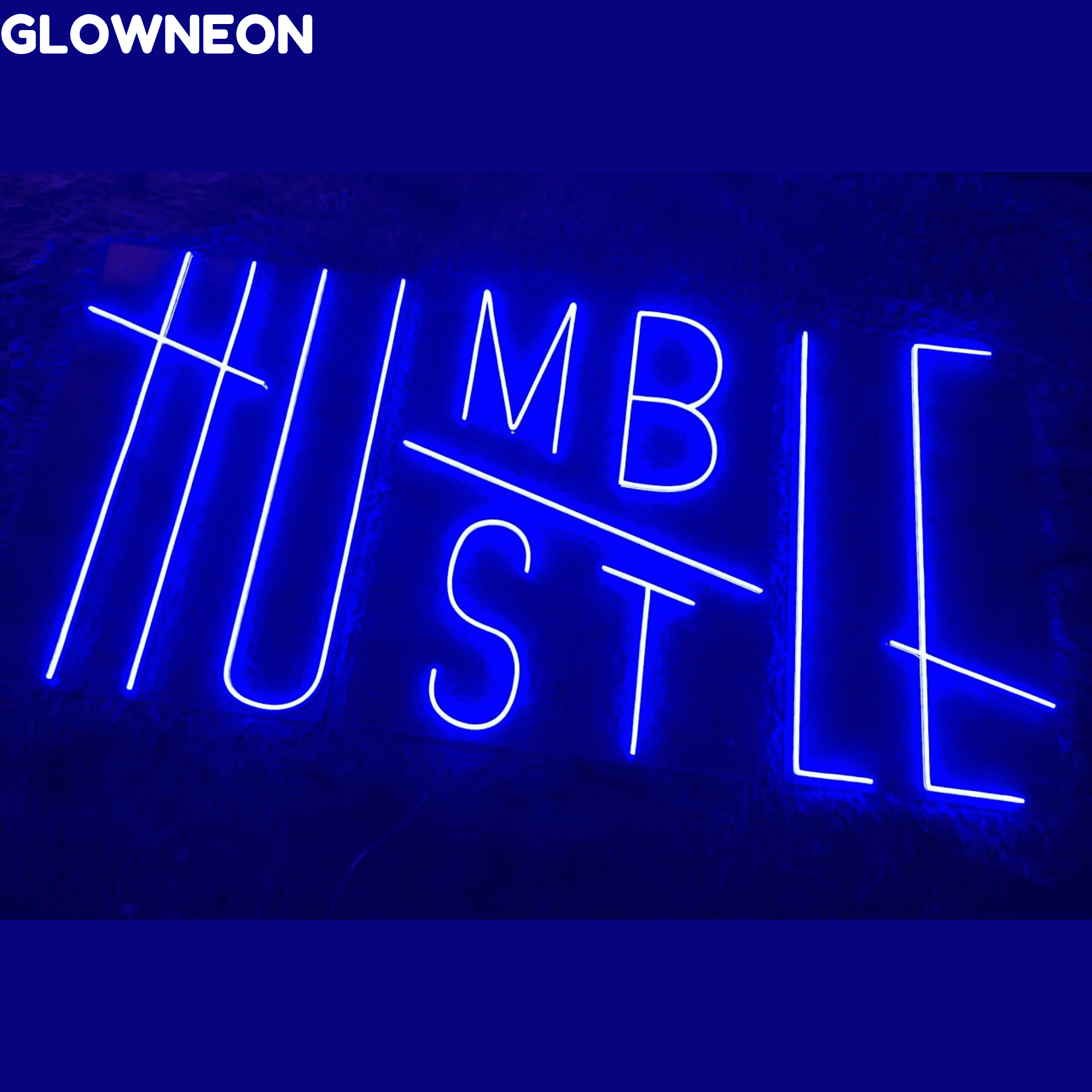 オリジナル　ブルー　LED ネオン管　Hustle 看板 壁掛け インテリア オリジナル ブルー LED ネオン管 Hustle 看板 壁掛け インテリア