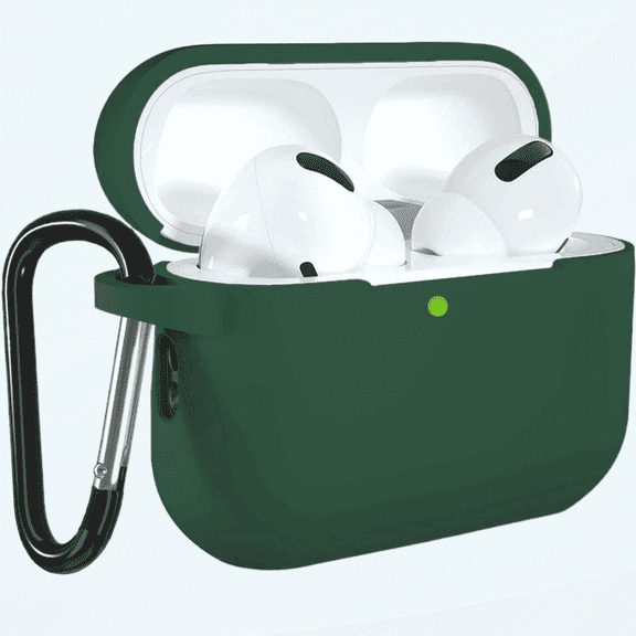 Compatible with AirPods Pro 2nd Generation Case Cover, Full Protective Silicone Skin Accessories with Keychain for Women Men for Apple AirPods Pro Gen 2(2022), Front LED Visible (Deep Green)