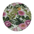 thumbnail image 2 of JEUXUS  Summer Purple Peony Round Tablecloth Tropical Green Leaf Table Cloth Dust-Proof Washable Floral Flower Polyester Table Cover Rustic Farmhouse Tablecloth for Indoor Party Kitchen, 2 of 7