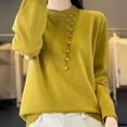 thumbnail image 6 of HAPIMO Slim Wool Sweater Women Fall Winter Warm Knitted Pullover Mockneck Long Sleeve Sweater Basic Tops Stretch Button Yellow XXL, 6 of 6