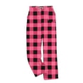 thumbnail image 4 of Men's Flannel Lounge Pants Checkered Drawstring Elastic Waist Casual Fashion Warm Homewear Pants with Pockets (S, Hot Pink), 4 of 4