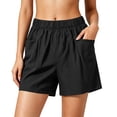 thumbnail image 3 of Ihhxva Cotton Shorts for Women Relaxed Fit Elastic Waist Solid Color with Pockets Adjustable Stretchable Summer Exterior Pocket Mid Rise Flat Front Casual Beach Workout Lounge S-2XL, 3 of 7