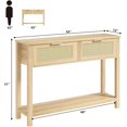 thumbnail image 2 of IdeaHouse Entryway Living Room Rattan 2-Tier Narrow with Storage Drawers, Wooden Sofa Table for Living Room, Entryway, 2 of 6