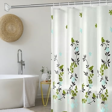 DODAMOUR Waterproof Fabric Shower Curtain, 71"x71" Washable Green Plant Pattern Shower Curtain, Bath Curtain with Metal Grommet and Hooks