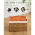 thumbnail image 5 of Storage Basket with Lid Rattan Woven Storage Baskets with 2 Separate Lids, 17.2 Gallon (65 L), 22 x 13 x 13.8 Inches,Foldable, 2 Removable Liner Bags Handles for Bedroom, Laundry Room Natural, 5 of 7