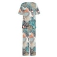 thumbnail image 5 of DTBPRQ Women's Plus Size Loungewear Sleepwear Summer Casual Floral 2 Piece Pajama Sets, Super-Soft Short Sleeve Top With Pants Lounge Sleepwear Ladies Pjs Sets with Pockets, 5 of 5