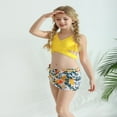 thumbnail image 5 of GYRATEDREAM Girls 3 Piece Swimsuits Print Top and Shorts Bikini Set Bathing Suit with Swimsuits Cover Up for 9 Years, 5 of 8