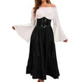 thumbnail image 4 of Diufon Plus Size Womens Dress Ruffle off Shoulder Long Sleeve Maxi Dress Color Block Waisted A-Line Dress, 4 of 6