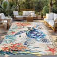 thumbnail image 3 of Fsddascl Coastal Sea Turtle Outdoor Rug for Patio/Deck/Porch, Non-Slip Large Area Rug 5 x 8 Ft, Rustic Vintage Nautical Starfish Coral Indoor Outdoor Rugs Washable Area Rugs, Camping Rug Carpet, 3 of 5