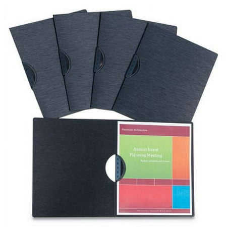 C-Line Modern Metallic Executive Style Report Cover, 8 1/2" x 11", Black, 5/Pack,Each
