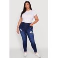 thumbnail image 2 of Women's Plus Size High Waisted Distressed Skinny Jeans, 2 of 5