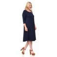 thumbnail image 3 of Pastel by Vivienne Women's A-Line Trapeze Midi Dress Plus Size Navy XXX-Large, 3 of 4