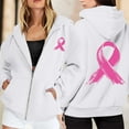 thumbnail image 2 of Black Hoodie Womens Sweatshirt Oversized Hoodie Women Casual Wear Zip Up Hoodie Women's Zip Up Hoodie Pullover Cancer Awareness Month Long Sleeve Pocket Drawstring Casual Sweatshirt For Everyday Wear, 2 of 6