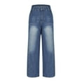 thumbnail image 6 of FRSASU Women's Wide Leg Jeans Casual High Waisted Stretchy Baggy Loose Long Trouser Jeans with Pockets Dark Blue, 6 of 8