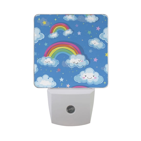 Cute Rainbow and Cloud Night Light 2 Pack LED Nightlight Plug into Wall Dusk to Dawn Sensor Soft White