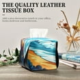 thumbnail image 4 of Cartoon Style Beach Tissue Box Cover Leather Square Rectangle Tissue Box Holder for Bathroom Living Room Desk Office Decor, 4 of 7