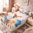 thumbnail image 5 of Manfei Fantasy Deer Twin Sheet Sets for Girls, Fuji Sakura Bedding, Pink Brown Blue 3pcs, 1 Flat Sheet, 1 Fitted Sheet and 1 Pillowcase, 5 of 6