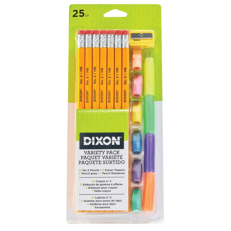 Dixon Variety Pack, #2 Pencils, Erasers, Pencil Grips Set, 6 Sets