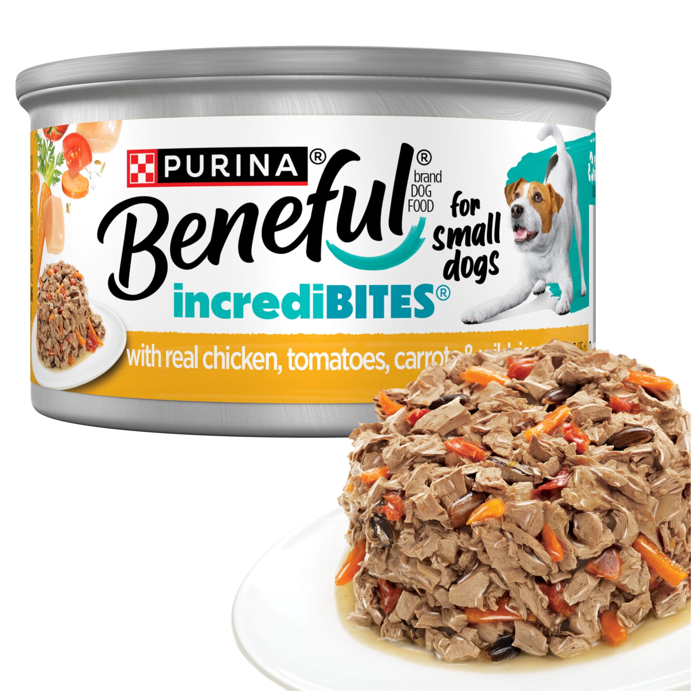 (4 pack) Purina Beneful Small Breed Wet Dog Food in Gravy, IncrediBites With Real Chicken, 3 oz.