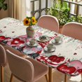 thumbnail image 3 of Valentine's Gnomes Table Cloths for 8 Foot Rectangle Tables, Weeping Eucalyptus Pink Red Love Heart Rustic Patio Waterproof Elastic Fitted Tablecloths, Washable Rectangular Table Cover for Camping, 3 of 8