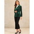thumbnail image 4 of DARING DIVA Women's Velvet Notched Lapel Double Breasted Blazer Jacket XS Dark Green, 4 of 6