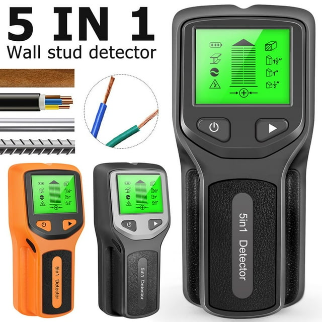 CNKOO Stud Detector Sensor 5 in 1 Wall Scanner Locator Silver Portable Wall Detector with LCD Display for Wood AC Wire Metal Stud Detection
