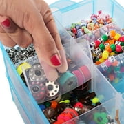 Topboutique Large 3 Tier Stackable Adjustable Compartment Slot Bead Craft Jewellery Tool Storage Organiser, Plastic Organizer Box with 30 Compartments,Snap-lock Tray Container Box,Blue
