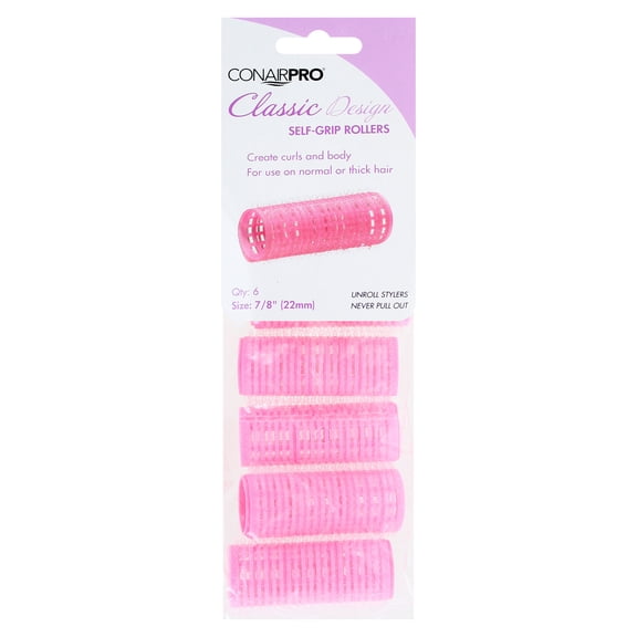 ConairPRO Classic Design, Self-Grip 7/8" Rollers - Pink, 6-Count