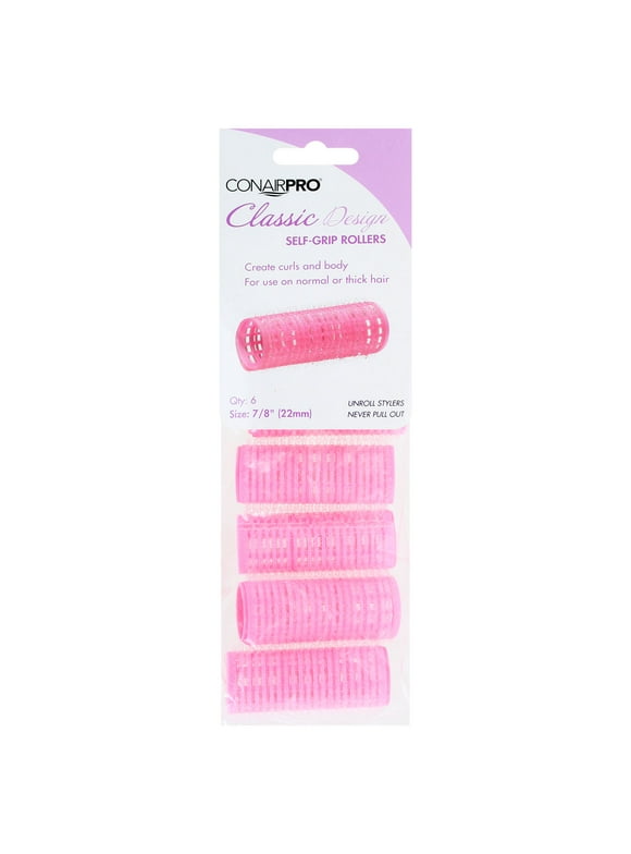 ConairPRO Classic Design, Self-Grip 7/8" Rollers - Pink, 6-Count