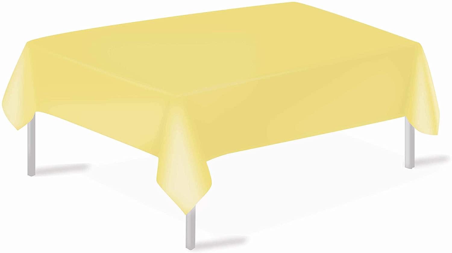 Light Yellow Plastic Tablecloth 3 Pack Disposable Table Covers 54 x 108