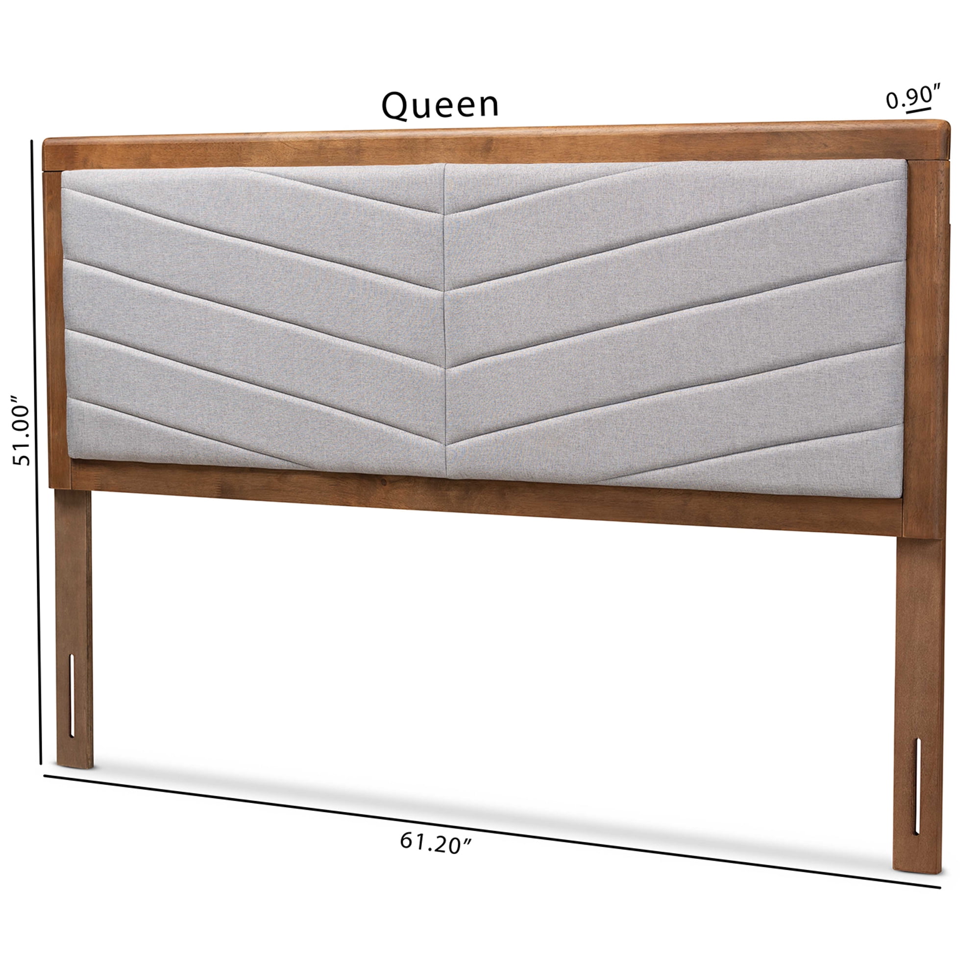 Baxton Studio Iden Modern and Contemporary Light Grey Fabric Upholstered and Walnut Brown Finished Wood King Size Headboard