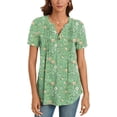 thumbnail image 2 of Women’s Summer Floral Tops Short Sleeve Henley Shirt Button Down Casual Loose Fit Lightweight Tunic Blouse for Daily Wear(Available in Plus Size), 2 of 4