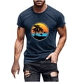 thumbnail image 2 of Fnnxeal Mens Big & Tall White Graphic T-Shirt Retro Sunset Palm Tree 100% Cotton Relaxed Fit Streetwear Summer Beach Tee,Size 3XL, 2 of 5