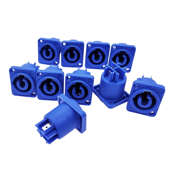 10 Uds Conector Powercon 3 20A 250V Enchufe de Panel de Altavoz de Potencia Hembra para IluminacióN de Escenario de Pantalla LED, Azul