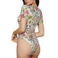 thumbnail image 3 of Naloa Bunny Floral Women's Short-Sleeved Onesie, One-Piece Swimsuit for Parties, dates, clubs - X-Large, 3 of 9