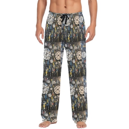 Abstract Clock Mens Pajama Pant Sleep and Lounge Bottons with Pockets