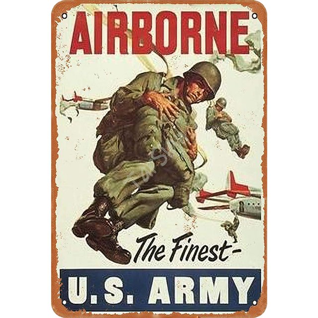 Letrero Hojalata Metal AIRBORNE Pintura Hierro Rectangular Artística para El 30x40cm