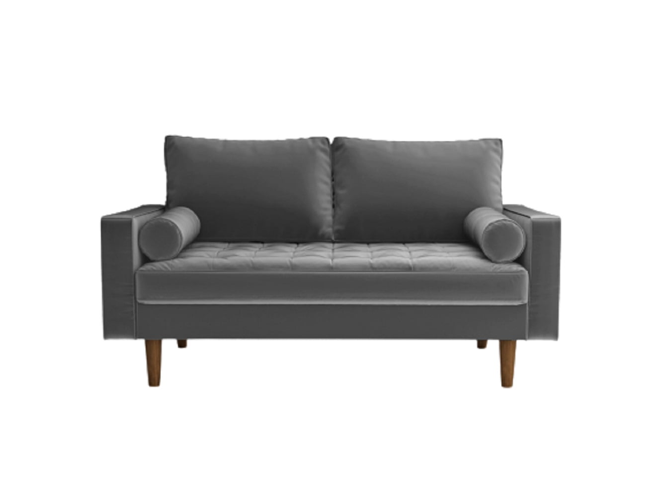 Uspridefurniture Helene 55.87'' Velvet Recessed Arm Loveseat, Gray
