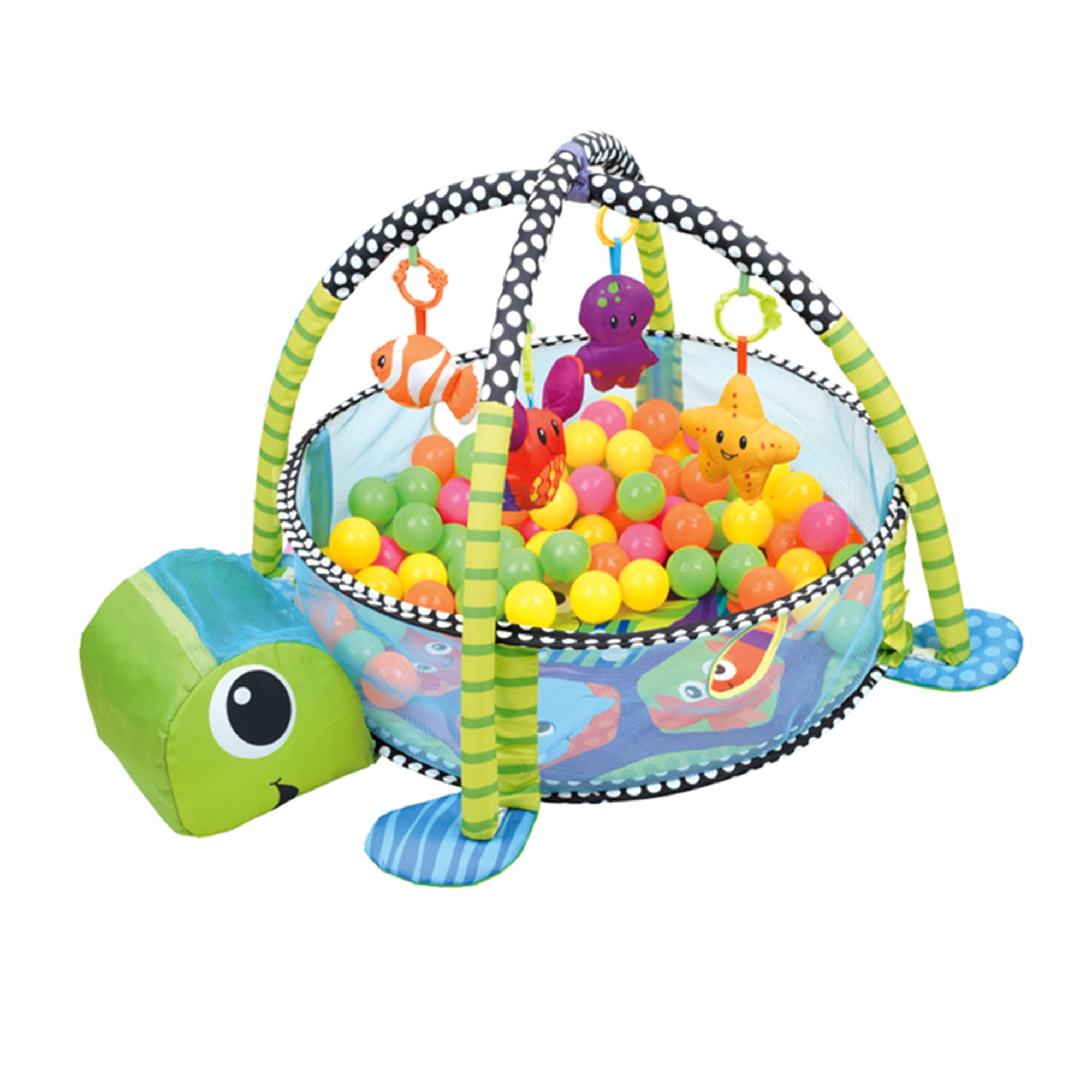 DODOING Turtle Play Mat Infant Hanging Toys Toddler Balls Activity