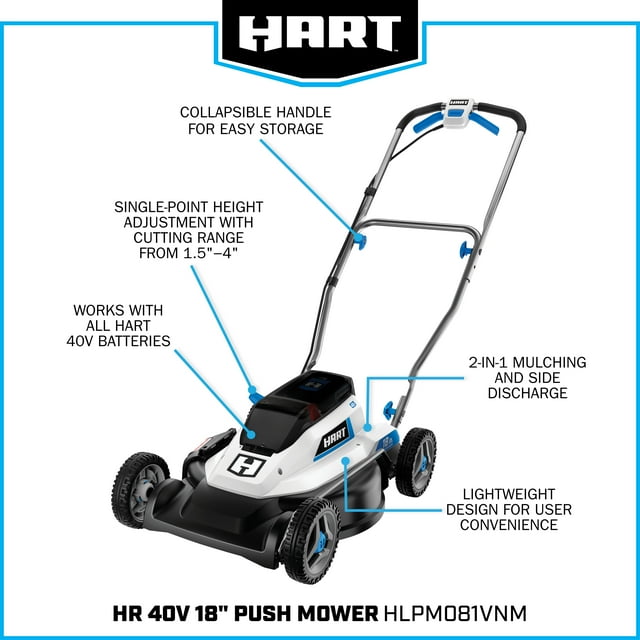 HART 40-Volt Cordless 18-inch Push Mower Kit